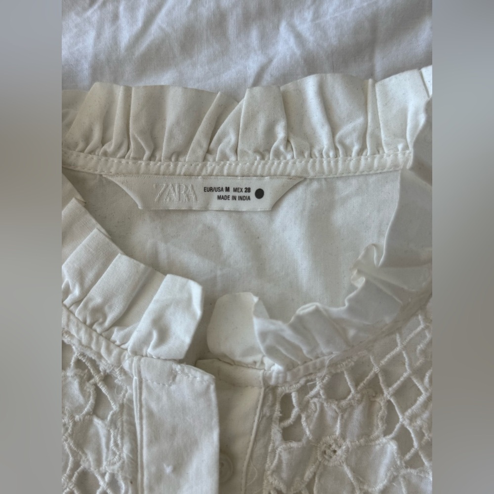 Zara Cream Ruffled Smocked Blouse
